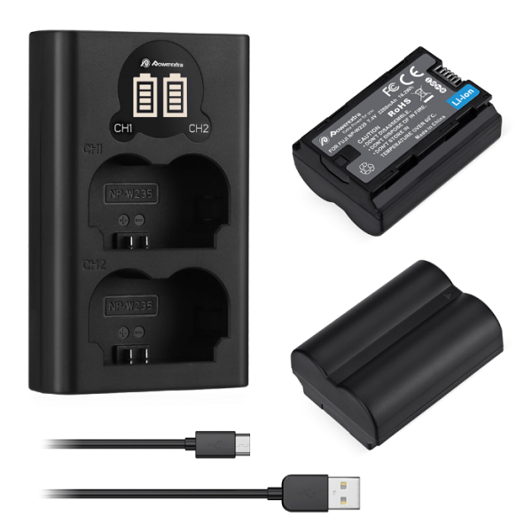 2 аккумулятора + зарядное устройство Powerextra NP-W235